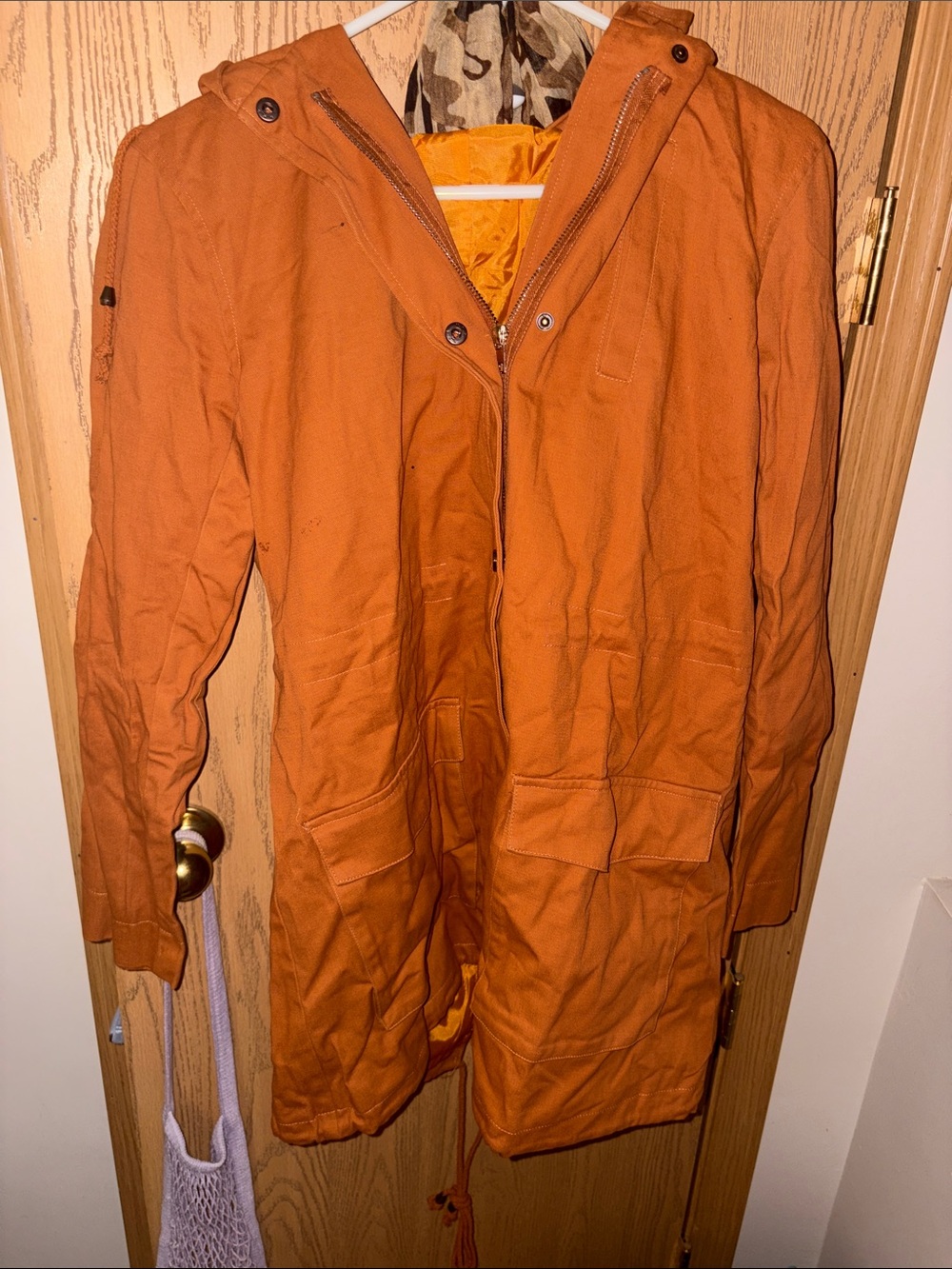 Rust Orange Hooded Anorak Jacket